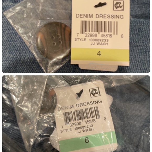 NWT (4) (8) INC International concepts dark denim button up square neck puff - Picture 11 of 12